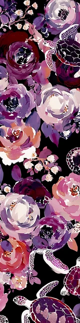 Free turtle bookmark featuring purple roses and turtles